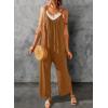 imageDokotoo Womens Loose Sleeveless Jumpsuits Adjustable Spaghetti Strap Stretchy Long Pant Romper Jumpsuit with PocketsA Khaki