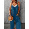 imageDokotoo Womens Loose Sleeveless Jumpsuits Adjustable Spaghetti Strap Stretchy Long Pant Romper Jumpsuit with PocketsA Lake Blue