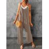 imageDokotoo Womens Loose Sleeveless Jumpsuits Adjustable Spaghetti Strap Stretchy Long Pant Romper Jumpsuit with PocketsA Light Brown