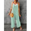 imageDokotoo Womens Loose Sleeveless Jumpsuits Adjustable Spaghetti Strap Stretchy Long Pant Romper Jumpsuit with PocketsA Mint Green