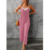 imageDokotoo Womens Loose Sleeveless Jumpsuits Adjustable Spaghetti Strap Stretchy Long Pant Romper Jumpsuit with PocketsA Pink