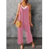 imageDokotoo Womens Loose Sleeveless Jumpsuits Adjustable Spaghetti Strap Stretchy Long Pant Romper Jumpsuit with PocketsA Pink