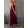 imageDokotoo Womens Loose Sleeveless Jumpsuits Adjustable Spaghetti Strap Stretchy Long Pant Romper Jumpsuit with PocketsA Red