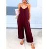 imageDokotoo Womens Loose Sleeveless Jumpsuits Adjustable Spaghetti Strap Stretchy Long Pant Romper Jumpsuit with PocketsA Red
