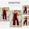 imageDokotoo Womens Loose Sleeveless Jumpsuits Adjustable Spaghetti Strap Stretchy Long Pant Romper Jumpsuit with PocketsA Red