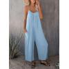 imageDokotoo Womens Loose Sleeveless Jumpsuits Adjustable Spaghetti Strap Stretchy Long Pant Romper Jumpsuit with PocketsA Sky Blue