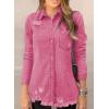 imageDokotoo Womens Oversized Denim Jacket Casual Long Sleeve Denim Shirts Distresse Jean Jacket Fall Outfits 2025A1 Rose