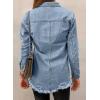 imageDokotoo Womens Oversized Denim Jacket Casual Long Sleeve Denim Shirts Distresse Jean Jacket Fall Outfits 2025A1 Sky Blue