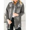 imageDokotoo Womens Oversized Denim Jacket Casual Long Sleeve Denim Shirts Distresse Jean Jacket Fall Outfits 2025C2 Grey