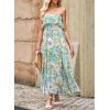 imageDokotoo Womens Strapless Dresses Casual Summer High Waist Side Split Flowy Boho Maxi DressSky Blue