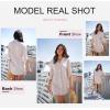 imageDokotoo Womens Summer Beach Cover Ups Casual V Neck Long Sleeve Swimsuit Coverup Pleated Solid Drawstring Dresses ShirtKhaki