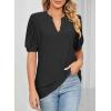 imageDokotoo Womens Summer Business Casual Blouses V Neck Short Sleeve Shirts Hollow Out Cute Lace TopsBlack