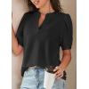 imageDokotoo Womens Summer Business Casual Blouses V Neck Short Sleeve Shirts Hollow Out Cute Lace TopsBlack
