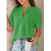imageDokotoo Womens Summer Business Casual Blouses V Neck Short Sleeve Shirts Hollow Out Cute Lace TopsBright Green