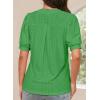 imageDokotoo Womens Summer Business Casual Blouses V Neck Short Sleeve Shirts Hollow Out Cute Lace TopsBright Green