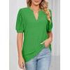 imageDokotoo Womens Summer Business Casual Blouses V Neck Short Sleeve Shirts Hollow Out Cute Lace TopsBright Green