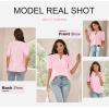 imageDokotoo Womens Summer Business Casual Blouses V Neck Short Sleeve Shirts Hollow Out Cute Lace TopsLight Pink