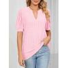imageDokotoo Womens Summer Business Casual Blouses V Neck Short Sleeve Shirts Hollow Out Cute Lace TopsLight Pink