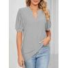 imageDokotoo Womens Summer Business Casual Blouses V Neck Short Sleeve Shirts Hollow Out Cute Lace TopsMedium Grey
