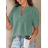 imageDokotoo Womens Summer Business Casual Blouses V Neck Short Sleeve Shirts Hollow Out Cute Lace TopsMist Green