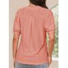 imageDokotoo Womens Summer Business Casual Blouses V Neck Short Sleeve Shirts Hollow Out Cute Lace TopsPale Chestnut