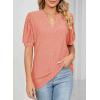 imageDokotoo Womens Summer Business Casual Blouses V Neck Short Sleeve Shirts Hollow Out Cute Lace TopsPale Chestnut