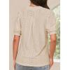 imageDokotoo Womens Summer Business Casual Blouses V Neck Short Sleeve Shirts Hollow Out Cute Lace TopsParchment