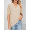 imageDokotoo Womens Summer Business Casual Blouses V Neck Short Sleeve Shirts Hollow Out Cute Lace TopsParchment