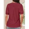 imageDokotoo Womens Summer Business Casual Blouses V Neck Short Sleeve Shirts Hollow Out Cute Lace TopsRed Dahlia