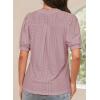 imageDokotoo Womens Summer Business Casual Blouses V Neck Short Sleeve Shirts Hollow Out Cute Lace TopsRose Tan