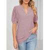 imageDokotoo Womens Summer Business Casual Blouses V Neck Short Sleeve Shirts Hollow Out Cute Lace TopsRose Tan
