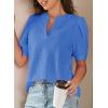 imageDokotoo Womens Summer Business Casual Blouses V Neck Short Sleeve Shirts Hollow Out Cute Lace TopsSky Blue