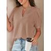 imageDokotoo Womens Summer Business Casual Blouses V Neck Short Sleeve Shirts Hollow Out Cute Lace TopsStraw Yellow