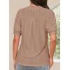 imageDokotoo Womens Summer Business Casual Blouses V Neck Short Sleeve Shirts Hollow Out Cute Lace TopsStraw Yellow