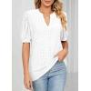 imageDokotoo Womens Summer Business Casual Blouses V Neck Short Sleeve Shirts Hollow Out Cute Lace TopsWhite