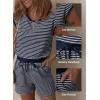 imageDokotoo Womens Summer Casual Rompers Striped Shorts Overalls Adjustable Drawstring Waist Jumpsuits One Piece OutfitsBlue