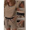 imageDokotoo Womens Summer Casual Rompers Striped Shorts Overalls Adjustable Drawstring Waist Jumpsuits One Piece OutfitsBrown