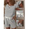 imageDokotoo Womens Summer Casual Rompers Striped Shorts Overalls Adjustable Drawstring Waist Jumpsuits One Piece OutfitsGray