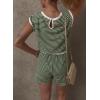 imageDokotoo Womens Summer Casual Rompers Striped Shorts Overalls Adjustable Drawstring Waist Jumpsuits One Piece OutfitsGreen