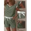 imageDokotoo Womens Summer Casual Rompers Striped Shorts Overalls Adjustable Drawstring Waist Jumpsuits One Piece OutfitsGreen