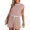imageDokotoo Womens Summer Casual Rompers Striped Shorts Overalls Adjustable Drawstring Waist Jumpsuits One Piece OutfitsPink