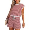 imageDokotoo Womens Summer Casual Rompers Striped Shorts Overalls Adjustable Drawstring Waist Jumpsuits One Piece OutfitsRed