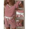 imageDokotoo Womens Summer Casual Rompers Striped Shorts Overalls Adjustable Drawstring Waist Jumpsuits One Piece OutfitsRed