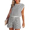 imageDokotoo Womens Summer Casual Rompers Striped Shorts Overalls Adjustable Drawstring Waist Jumpsuits One Piece OutfitsWhite