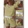 imageDokotoo Womens Summer Casual Rompers Striped Shorts Overalls Adjustable Drawstring Waist Jumpsuits One Piece OutfitsYellow