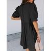 imageDokotoo Womens Summer Crewneck Puff Sleeve Babydoll Elegant Empire Waist Mini Swing Skater Dresses with Pockets1 Black 2