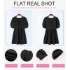 imageDokotoo Womens Summer Crewneck Puff Sleeve Babydoll Elegant Empire Waist Mini Swing Skater Dresses with Pockets1 Black 2