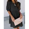 imageDokotoo Womens Summer Crewneck Puff Sleeve Babydoll Elegant Empire Waist Mini Swing Skater Dresses with Pockets1 Black 2