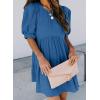 imageDokotoo Womens Summer Crewneck Puff Sleeve Babydoll Elegant Empire Waist Mini Swing Skater Dresses with Pockets1 Blue 2