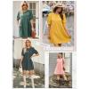 imageDokotoo Womens Summer Crewneck Puff Sleeve Babydoll Elegant Empire Waist Mini Swing Skater Dresses with Pockets1 Blue 2